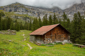 Fototapeta na wymiar A typical alpine chalet along the Eiger trail, Switzerland.