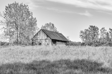 Old barn in an Indiana field.