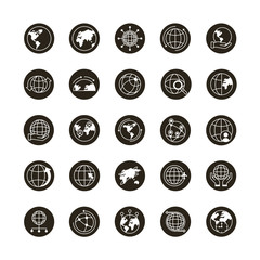 Fototapeta na wymiar bundle of twenty five world planet set icons