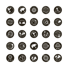 bundle of twenty five world planet set icons