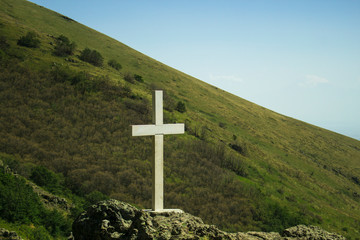 White cross on the hill