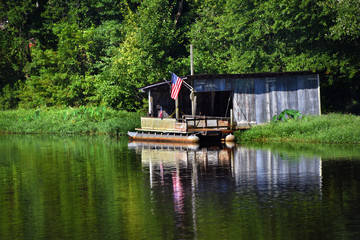 Party Barge and Boat House on White Oak Lake