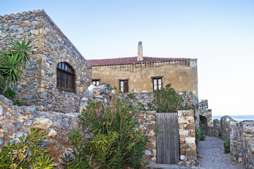 Fototapeta na wymiar traditional old stone houses at Monemvasia Laconia Peloponnese Greece