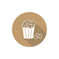  popcorn icon vector  illustration isolated on white background. icon with mirror shadow  with long shadow 