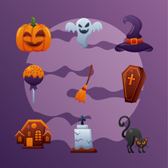 bundle of nine halloween set icons