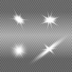 White sparks glitter special light effect. Vector sparkles on transparent background. Christmas abstract pattern. Sparkling magic dust particles