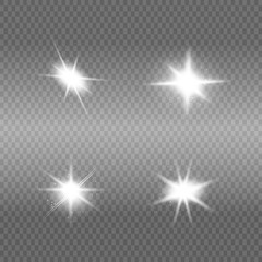 White sparks glitter special light effect. Vector sparkles on transparent background. Christmas abstract pattern. Sparkling magic dust particles