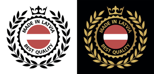 made in Latvia vector stamp. bagge with Latvia flag	
