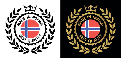 made in Norway vector stamp. bagge with Norway flag	
