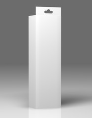 3D Illustration of Blank Tall Product Box, Back View