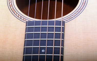 Obraz premium Details on a nice sitka spruce acoustic guitar