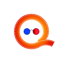 
3d cinema icon with glasses and videotape