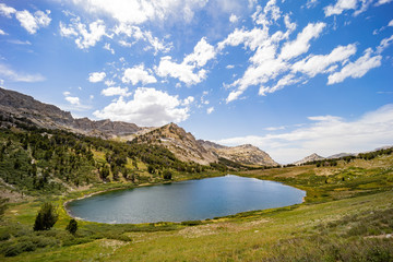 Morning view of the beautiful Favre Lake