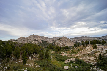 Cloudy view of the beautiful landscape around the Favre Lake trail