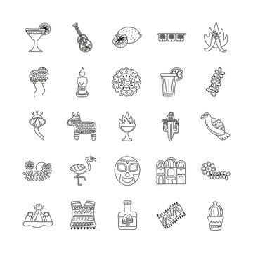 bundle of twenty five mexican ethnicity set icons