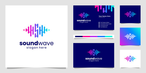 Music equalizer logo. Electronic audio icon. Music wave sign. Vector illustration logo. Music application icon. Player music logos with minimal line art pulse.