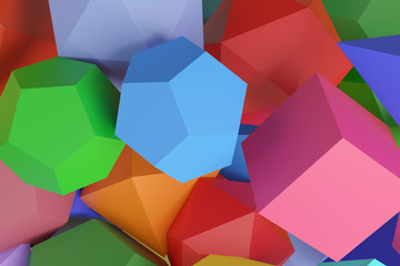 Geometric bodies of different colors. Platonic solids. 3d illustration. - obrazy, fototapety, plakaty