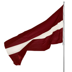 Republic of Latvia state flag, isolated Latvian national carmine red vivid crimson and white...