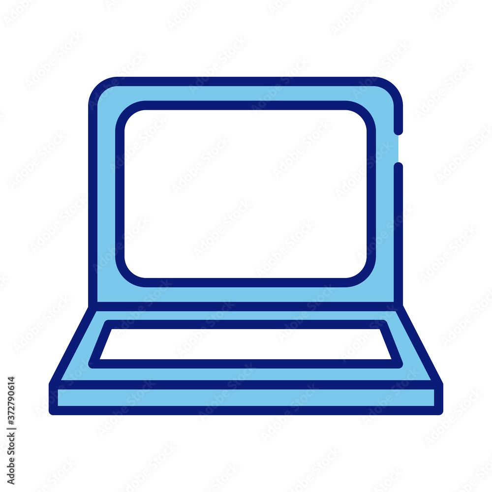 Poster laptop computer portable device line and fill style icon