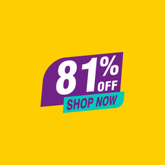 81 discount, Sales Vector badges for Labels, , Stickers, Banners, Tags, Web Stickers, New offer. Discount origami sign banner