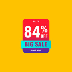 84 discount, Sales Vector badges for Labels, , Stickers, Banners, Tags, Web Stickers, New offer. Discount origami sign banner