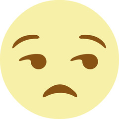 Vector illustration of a yellow emoticon, with a disgruntled expression