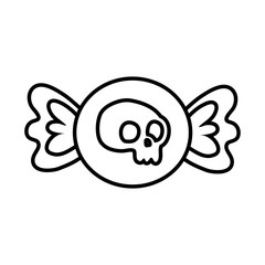 candy sweet halloween with skull line style icon