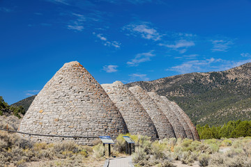 Fototapeta na wymiar Sunny exterior view of the huge oven of Ward Charcoal Ovens State Historic Park