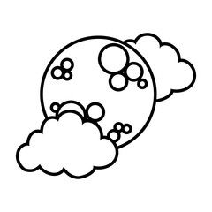 moon and clouds line style icon