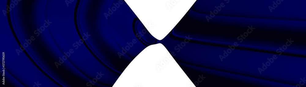 Poster ultra wide 3d abstract background of curved geometrical patterns of dark blue color with lighting an