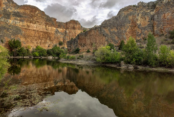 Fototapeta na wymiar Sickles and canyons that form the Duraton river in Segovia, Spain