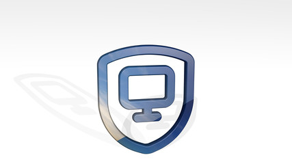 SHIELD MONITOR 3D icon standing on the floor, 3D illustration for design and logo