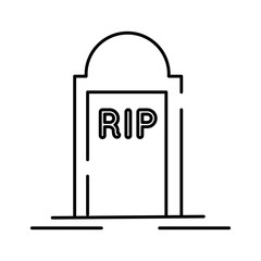 cemetery tomb with rip word line style icon