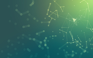 Abstract background. Molecules technology with polygonal shapes, connecting dots and lines. Connection structure. Big data visualization.