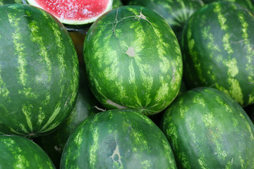 background of watermelons in the market