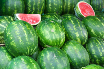 background of watermelons in the market