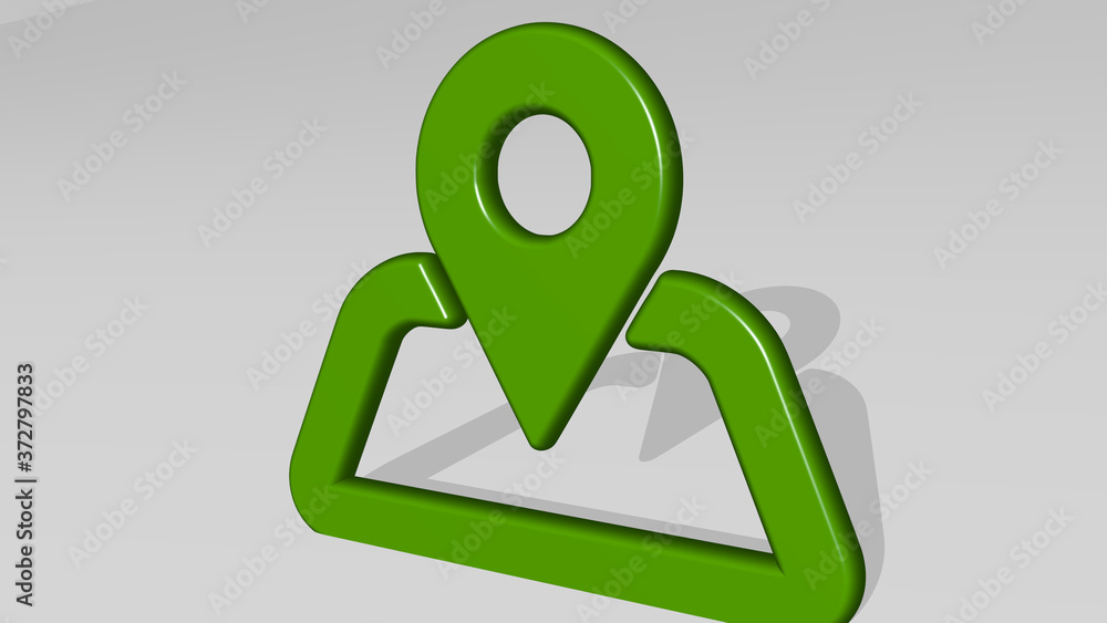 Poster map symbol 3d icon casting shadow, 3d illustration for background and abstract