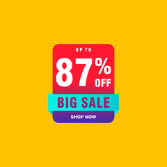 87 discount, Sales Vector badges for Labels, , Stickers, Banners, Tags, Web Stickers, New offer. Discount origami sign banner