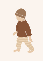 Little cute kid in fashion clothes. Printable poster illustration.