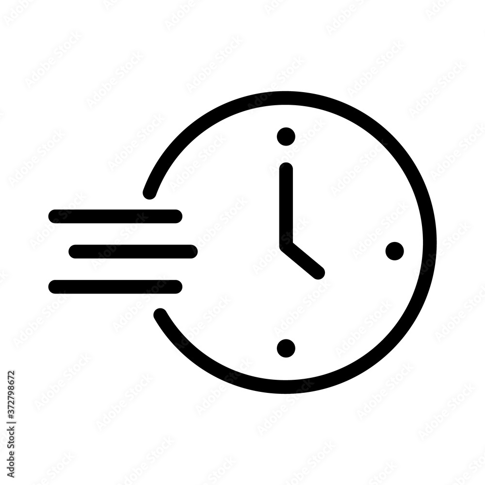 Poster time clock with speed symbol line style icon