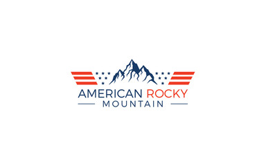 American Mountain Logo With Blue and Red Color