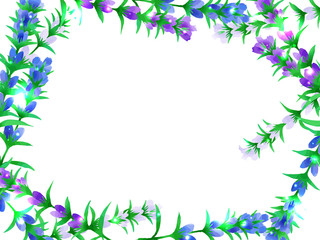 リンドウの花のイラスト背景、秋の花、水彩風