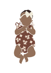 Family clipart illustration on the white isolated background. Nude earthy colors.