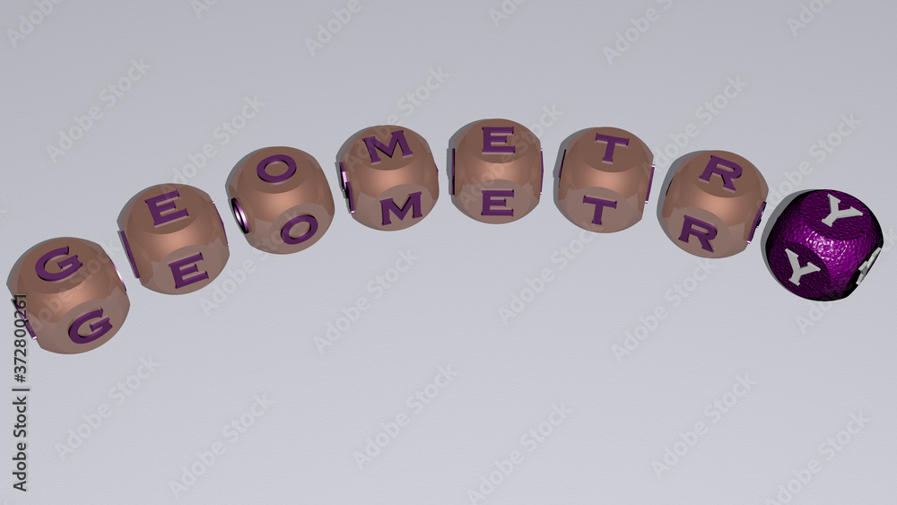 Poster geometry curved text of cubic dice letters, 3d illustration for background and abstract