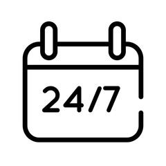 calendar reminder with 24 7 line style icon