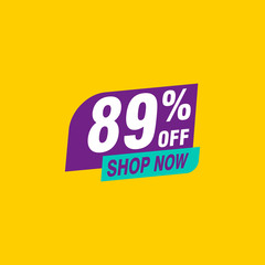 89 discount, Sales Vector badges for Labels, , Stickers, Banners, Tags, Web Stickers, New offer. Discount origami sign banner