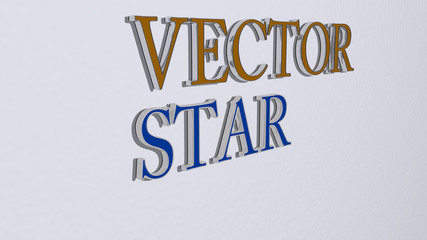 vector star text on the wall, 3D illustration for background and abstract