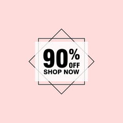 90 discount, Sales Vector badges for Labels, , Stickers, Banners, Tags, Web Stickers, New offer. Discount origami sign banner