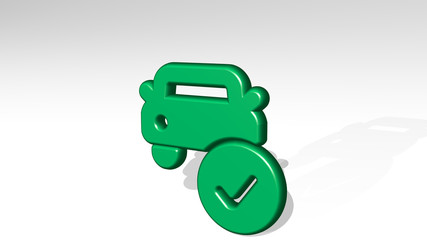 Obraz premium car actions check 3D icon casting shadow, 3D illustration for auto and automobile