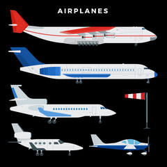 Set of plane vector line icon. It contains symbols to aircraft, globe and more.